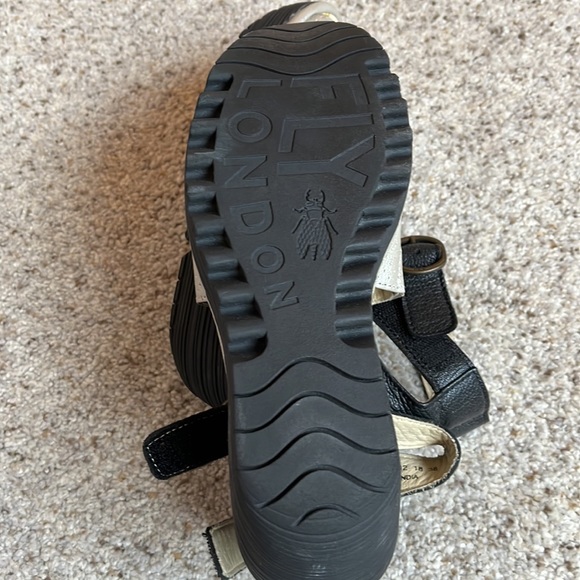 Fly London Black and Champagne Wedges - Picture 3 of 3